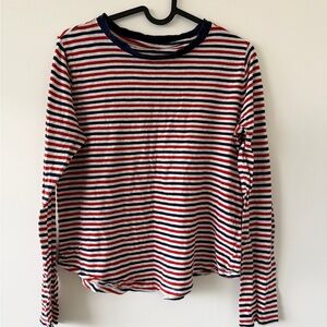 Madewell Red, Cream, and Blue Striped Long Sleeve Tee